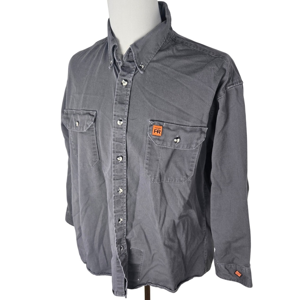 Wrangler‎ FR Riggs Workwear Shirt XL HRC2 Flame Resistant NFPA 2112 Gray Utility